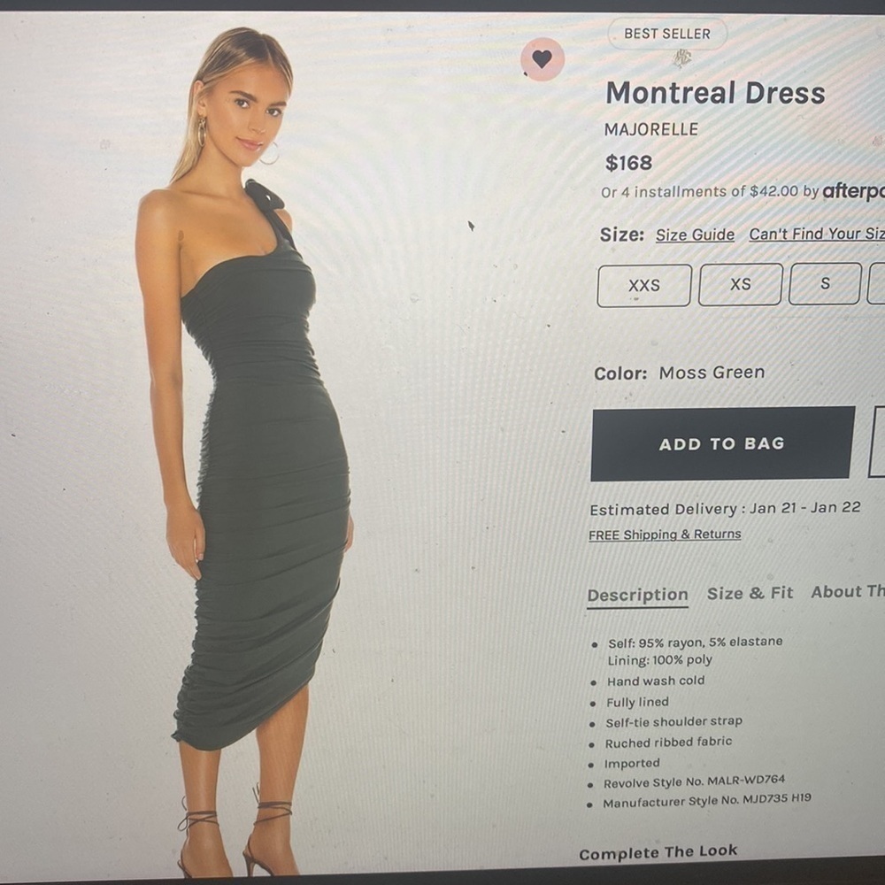 Revolves Majorelle dress- moss green color - size medium-one shoulder -brand new - Picture 2 of 10